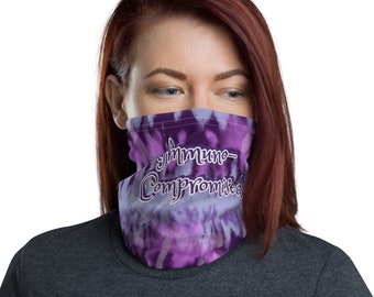 Immuno-Compromised Bandana Face Mask - Lupus Neck Gaiter - Purple Tie Dye Face Shield
