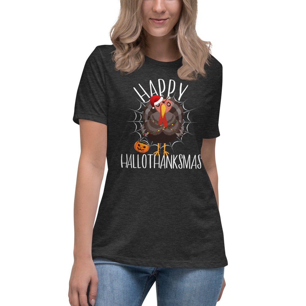 Happy Hallothanksmas Zombie Turkey Tshirt Halloween - Etsy