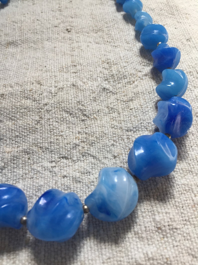 Blue Vintage Plastic Necklace image 1