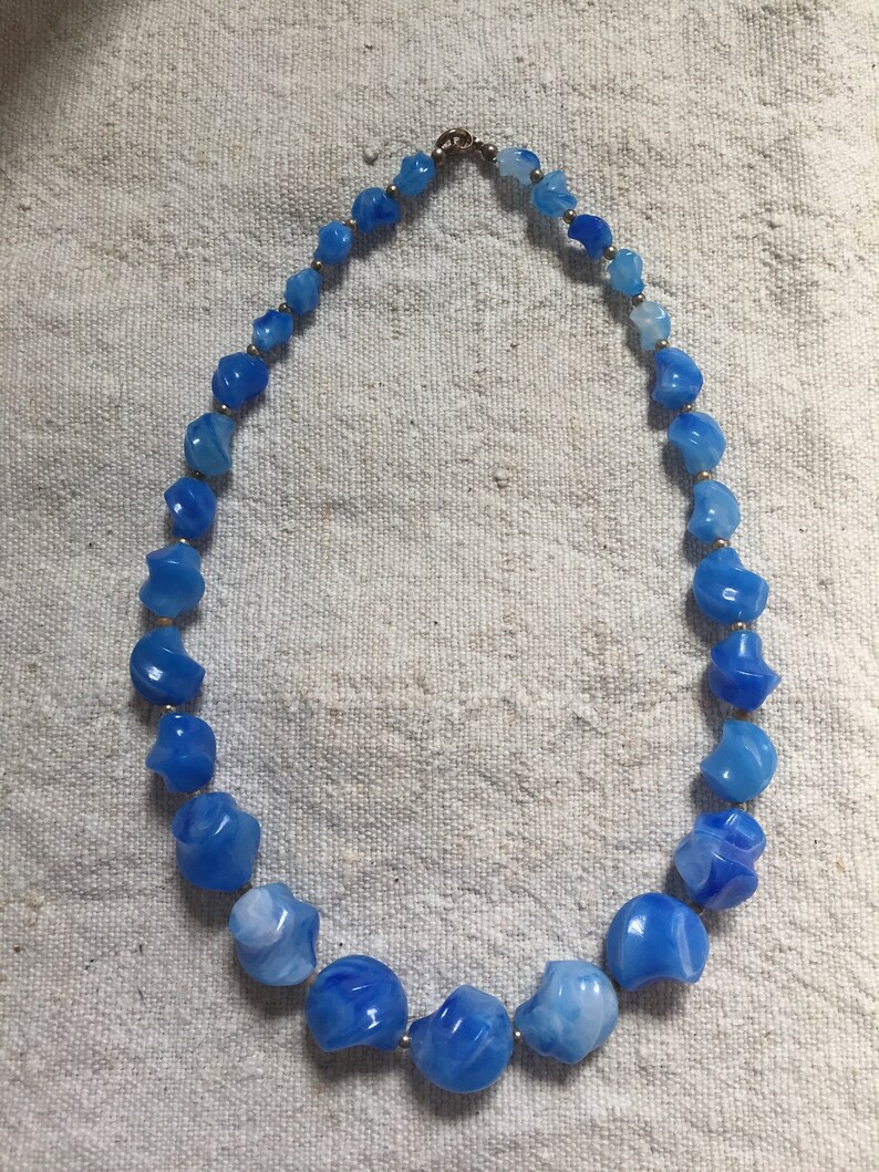 Blue Vintage Plastic Necklace image 2
