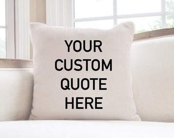 Funda de almohada de tiro personalizada, funda de almohada personalizada con foto, funda de almohada personalizada con nombres de familia, almohada de cotización personalizada, 18x18