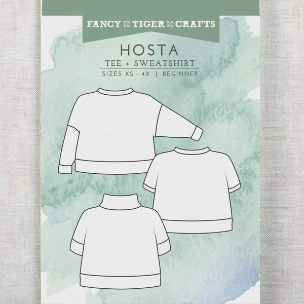 Fancy Tiger Crafts - The Hosta Tee and Sweatshirt Paper Sewing Pattern - Versatile and Fun / Size xs - 4x Bust 32" - 56" Beginner  UNCUT NEW