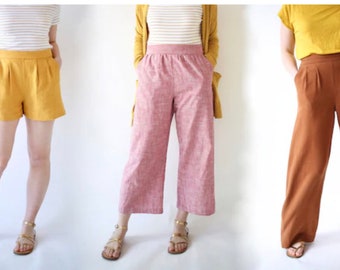 Made by Rae The Rose Paper Sewing Pattern - High Waist Pants w Slash Pockets Pleated Front Elasticized Back Waist Three Lengths/ Options!