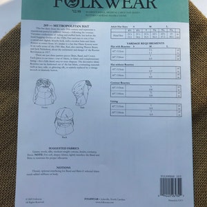 Folkwear 269 1920's Metropolitan Hat Paper Sewing Pattern Gorgeous, Fast & Easy to Sew // Adult Hat Sizes Small Large // UNCUT NEW 画像 5