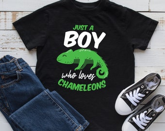 Boy Who Loves Chameleons Kids Tee, Toddler Shirt, Kids Hoodie - Chameleon Lover Design