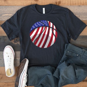 Basketball USA Flag T-Shirt, American Basketball Patriotic Tank Top, Hoodie, Sweatshirt, Long Sleeve, Kids Tee Apparel Gift