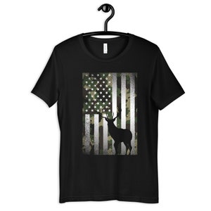 Camo Deer USA Flagge Shirt, Camouflage Reh Jagd T-Shirt, Buck Hunter, Hoodie, Langarm, Tank Top