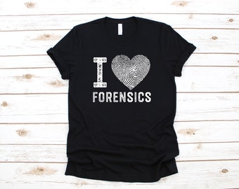 Ich liebe Forensik / Forensische Wissenschaft Shirt / Forensic Scientist T-Shirt / Herz Tatort Hoodie / Strafjustiz Tank Top / Sweatshirt