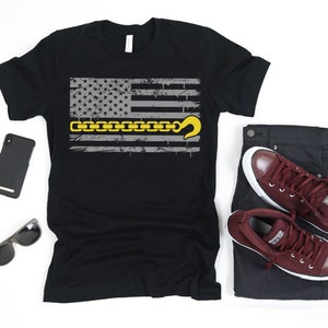 Tow Truck Thin Yellow Line American Flag USA, T-Shirt, Tank Top, Felpa, Felpa, Manica lunga, Regalo Abbigliamento