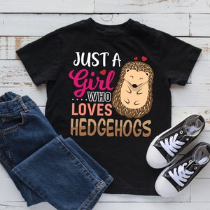 Girl Who Loves Hedgehogs T-Shirt, Girl Hedgehog Tee, Tank Top, Hoodie, Sweatshirt, Long Sleeve, Kids Tee Apparel Gift