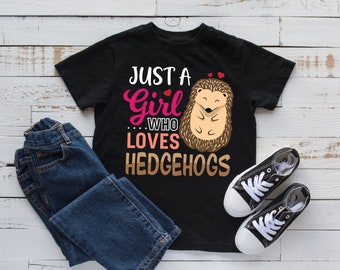 Fille qui aime les hérissons T-Shirt, Fille hérisson Tee, Débardeur, Sweat-shirt, Sweat-shirt, Manches longues, Kids Tee Apparel Gift