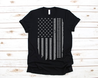 Train American Flag USA Conductor Railroad Tracks T-Shirt, Tank Top, Hoodie, Sweatshirt, Long Sleeve, Child  Apparel Gift