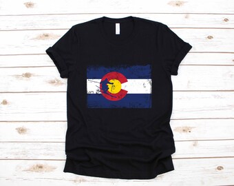Ski Colorado Flag Apparel Skiing Gift | T-Shirt | Long Sleeve | Sweatshirt |  Hoodie | Tank Top