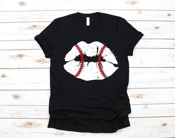 Baseball Kiss Lips T-Shirt, Cute Valentines Day, Tank Top,  Hoodie, Sweatshirt, Long Sleeve, Womens Apparel Gift