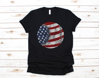 Baseball American Flag T-Shirt, USA July 4th Tank Top,  Hoodie, Sweatshirt, Long Sleeve, Womens Apparel Gift