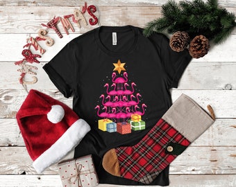 Flamingo Christmas Tree Funny, T-Shirt, Tank Top, Hoodie, Sweatshirt, Long Sleeve, Child Kids Hoodie, Apparel Gift