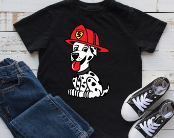 Firefighter Dalmatian Kids T-Shirt, Toddler Shirt, Kids Hoodie, Fire Dog Tee, Children's Fire Rescue Top