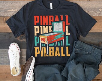 T-shirt retrò pinball, canotta pinball arcade, nostalgica vecchia scuola, felpa con cappuccio, felpa, manica lunga