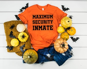 Camisa de Halloween para reclusos de máxima seguridad, camiseta de disfraces de cárcel del corredor de la muerte en prisión