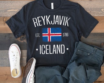 Reykjavik Iceland T-Shirt, Icelandic Flag,  Souvenir, Tank Top, Hoodie, Sweatshirt, Long Sleeve, Kids Tee Apparel Gift