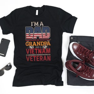 Dad Grandpa Vietnam Veteran T-Shirt, American Flag Vietnam Vet Tank Top, Veterans Day Hoodie, Sweatshirt, Long Sleeve, Hoodie, Apparel Gift