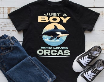 Junge, der Orcas liebt Kinder T-Shirt, Kleinkind-Shirt, Kinder Hoodie, Orca-Liebhaber, Ozean-Design, Jugendbekleidung