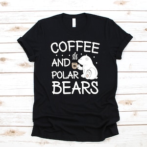Kaffee und Eisbär T-Shirt, Süßes Eisbär T-Shirt, Tank Top, Hoodie, Sweatshirt, Langarm, Kinder Tee Bekleidung Geschenk