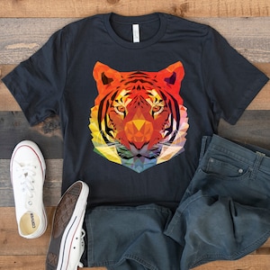 Camiseta de tigre de colores, sudadera con capucha linda para niños tigre, camiseta del zoológico, camiseta sin mangas, sudadera con capucha, sudadera de manga larga, regalo de ropa de camiseta para niños