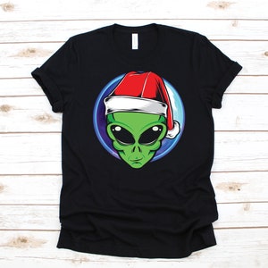 Christmas Alien T-Shirt, Alien Santa Tank Top, Xmas Aliens Hoodie, Sweatshirt, Long Sleeve, Kids Tee Apparel Gift