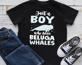 Boy Who Loves Beluga Whales Kids Tee, peutershirt, hoodie, oceaanliefhebber, zeeleven, jeugdkleding