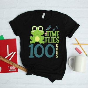 Frosch 100 Tage Schule T-Shirt, Kinder T-Shirt, Kröte niedlich 100. Tag der Schule Shirt, Hoodie, Sweatshirt, langärmelig, Bekleidung Geschenk