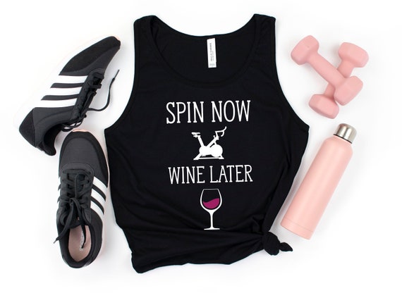 Spin Now Wine Later Tank Top, Spin Class Tank Top, Funny Indoor
