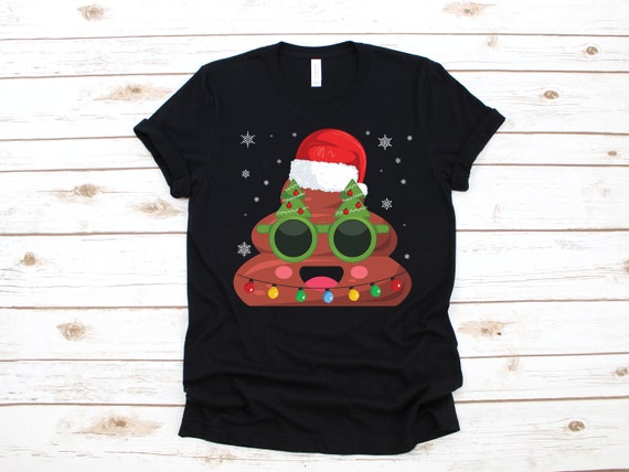 Funny Emoji Santa Hat Christmas Poop Shirt For Kids & Adults Funny Emoji Santa Hat Christmas Poop Shirt For Kids & Adults