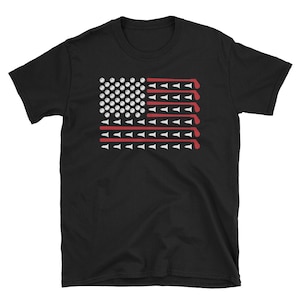Golf American Flag T-Shirt Gift Golfer Golfing Fourth July