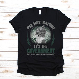 Government Conspiracy Cat T-Shirt, Funny Conspiracy Theories Meme, Tank Top, Hoodie, Sweatshirt, Long Sleeve, Kids Tee Apparel Gift