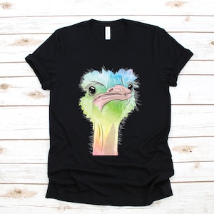 Ostrich T-Shirt, Cute Colorful Ostrich, Tank Top, Hoodie, Sweatshirt, Long Sleeve, Kids Tee Apparel Gift