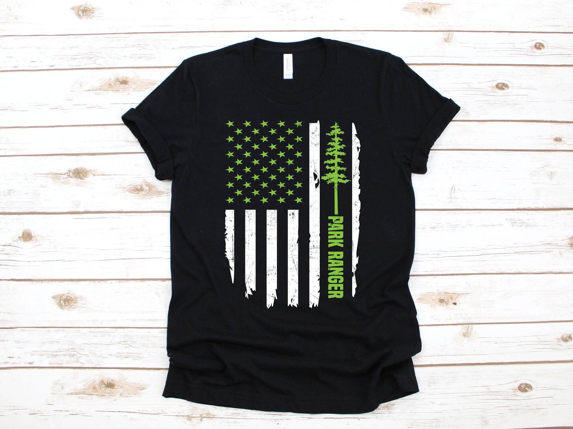 Discover Park Ranger Thin Green Line Shirt, American Flag USA T-Shirt