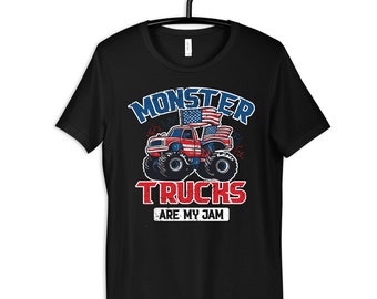 T-shirt Monster Trucks Are My Jam, felpa con cappuccio, magliette da donna, maglietta per bambini, maglietta per bambini, manica lunga, canotta, felpa