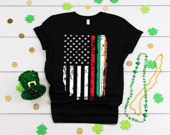 Irish Firefighter Ireland American Flag Shirt | St. Patrick's Day Thin Red Line | T-Shirt | Hoodie | Sweatshirt | Long Sleeve | Apparel Gift