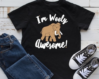 Wooly Awesome T-Shirt, Hoodie, Womens Tees, Long Sleeve, Tank Top, Wooly Mammoth Design, Prehistoric