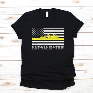 Eat Sleep Tow Shirt, Thin Yellow Line American Flag USA, Funny Tow Trucker T-Shirt, Tank Top, Hoodie, Sweatshirt, Long Sleeve