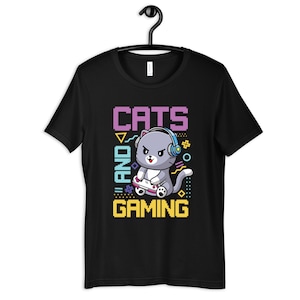 Cats and Gaming Shirt, Gamer T-Shirt, Funny Gamers Gift, Kids Tee, Hoodie, Sweatshirt, Long Sleeve, Video Gaming