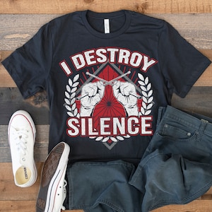 Lustiges Drummer T-Shirt, I Destroy Silence Drumming Tee, Kinder Hoodie, Tank Top, Hoodie, Sweatshirt, Long Sleeve, Kinder T-Shirt Bekleidung Geschenk