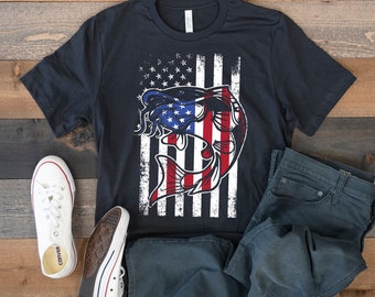 アメリカ国旗ナマズTシャツ、アメリカ国旗ナマズ漁師Tシャツタンクトップ、パーカー、スウェットシャツ、長袖、子供用Tシャツアパレルギフト