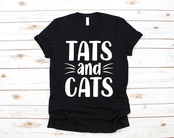 Tats and Cats Shirt, Cats Tattoos Day T-Shirt, Women's Shirt, Cute Cat Tattoo Long Sleeve, Sweatshirt, Inked Hoodie, Tank Top