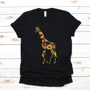 Sunflower Giraffe T-Shirt, Cute Floral Giraffe Shirt, Flowers Giraffes Long Sleeve, Sweatshirt, Children Kids Tees, Hoodie, Tank Top