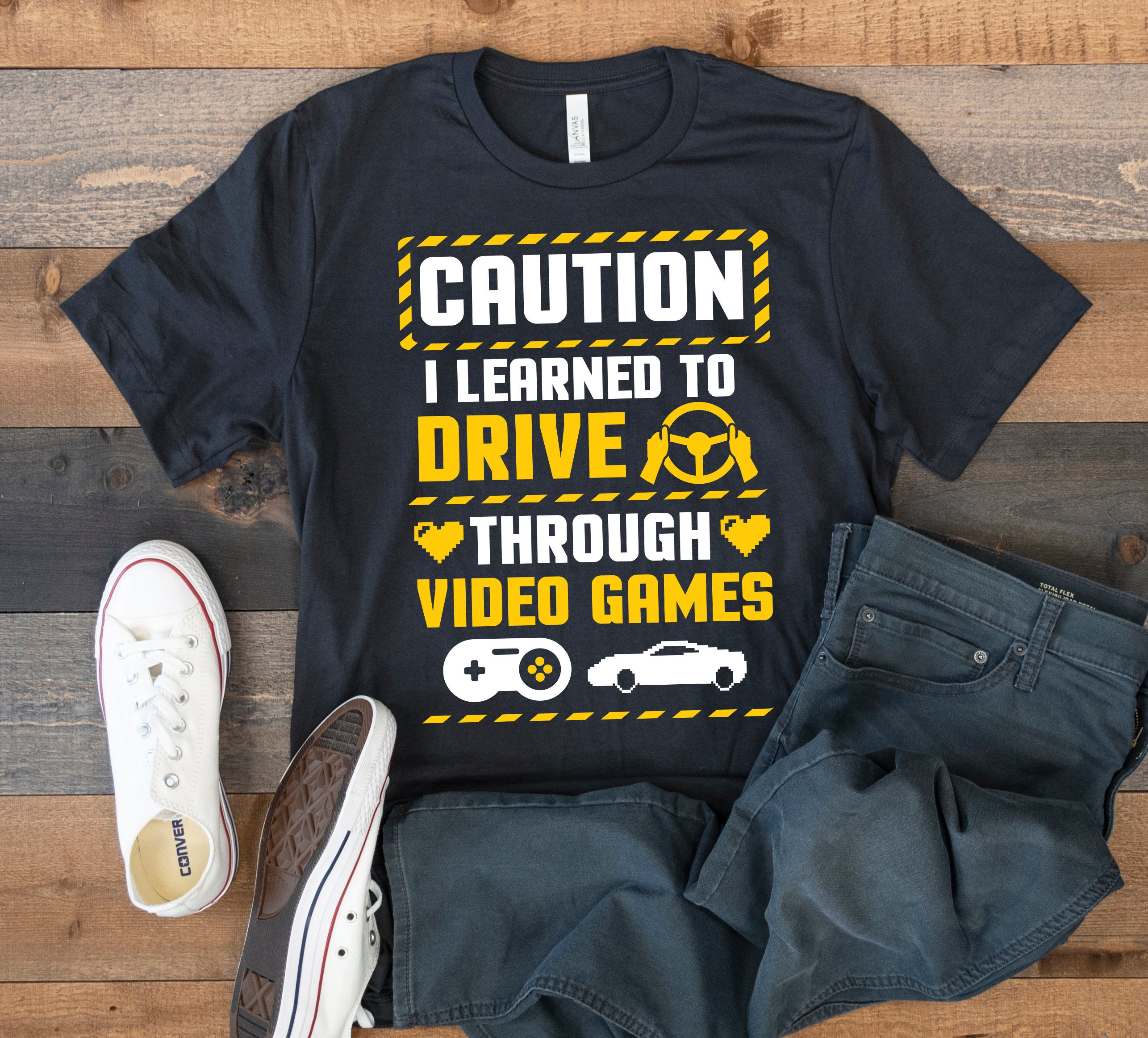 Funny New Driver Shirt Learned To Drive Playing Video Games Funny New Driver Shirt Learned To Drive Playing Video Games