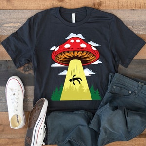 Mushroom UFO Alien T-Shirt, Funny Mushroom Aliens Tee, Tank Top, Hoodie, Sweatshirt, Long Sleeve, Kids Tee Apparel Gift