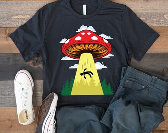 Koszulka Mushroom UFO Alien, zabawna koszulka Mushroom Aliens, koszulka bez rękawów, bluza z kapturem, bluza z długim rękawem, koszulka dziecięca na prezent