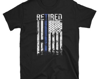 Retired Police Officer T Shirt Law Enforcement Retirement Gift Cop Thin Blue Line Shirt